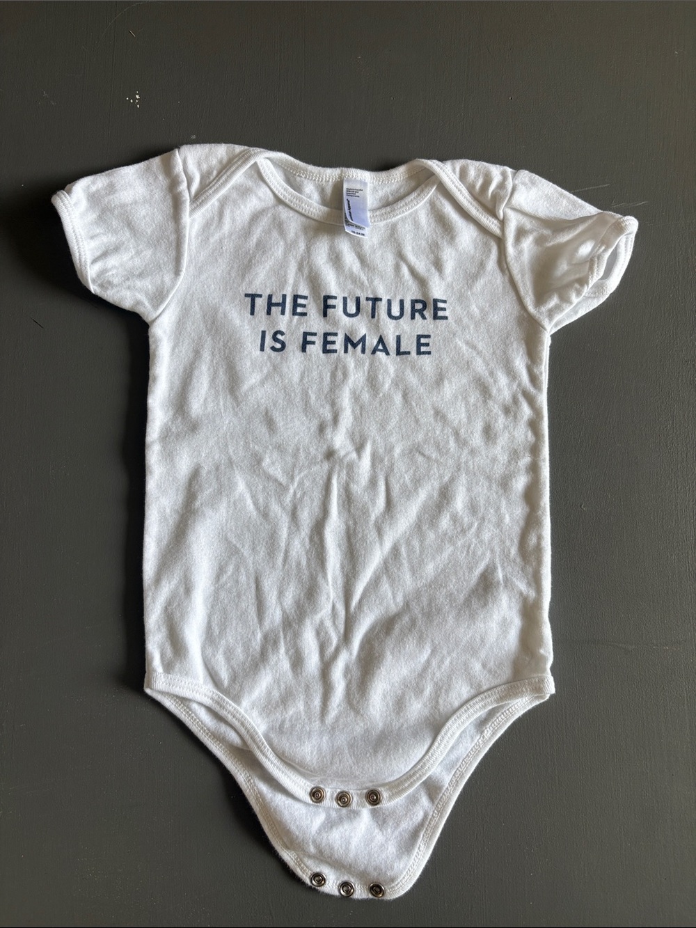 H&M The Future Is Female White Baby Bodysuit Navy Graphic 18-24 Months